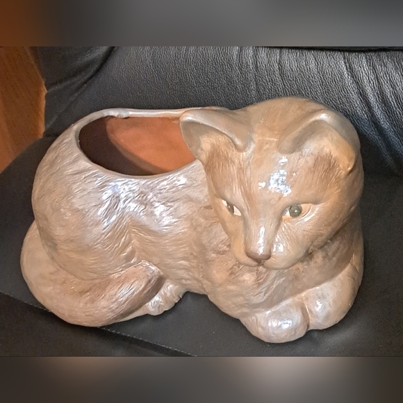 Vintage  Pottery Planter Cat Shape - Picture 4 of 11